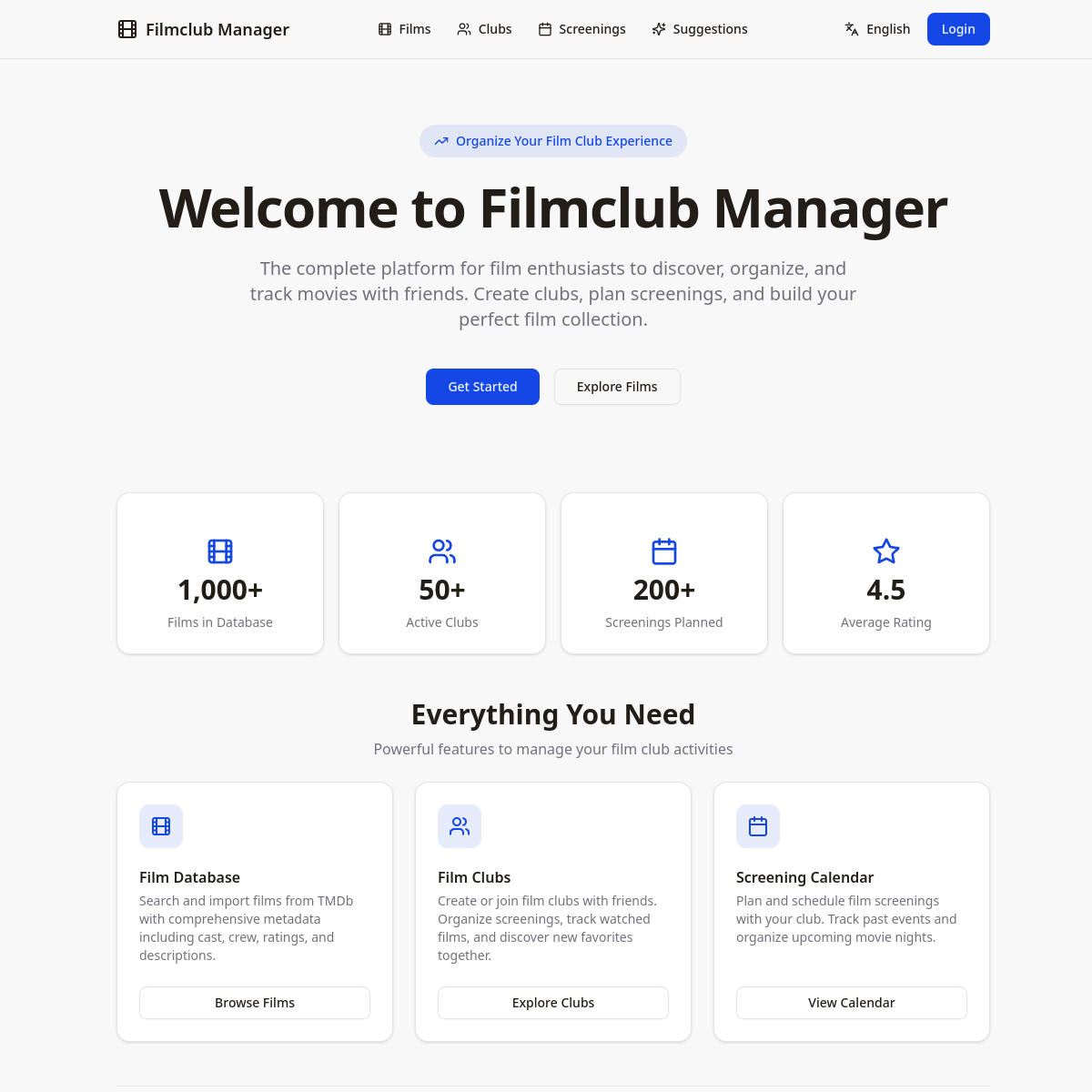 Screenshot FilmclubManager