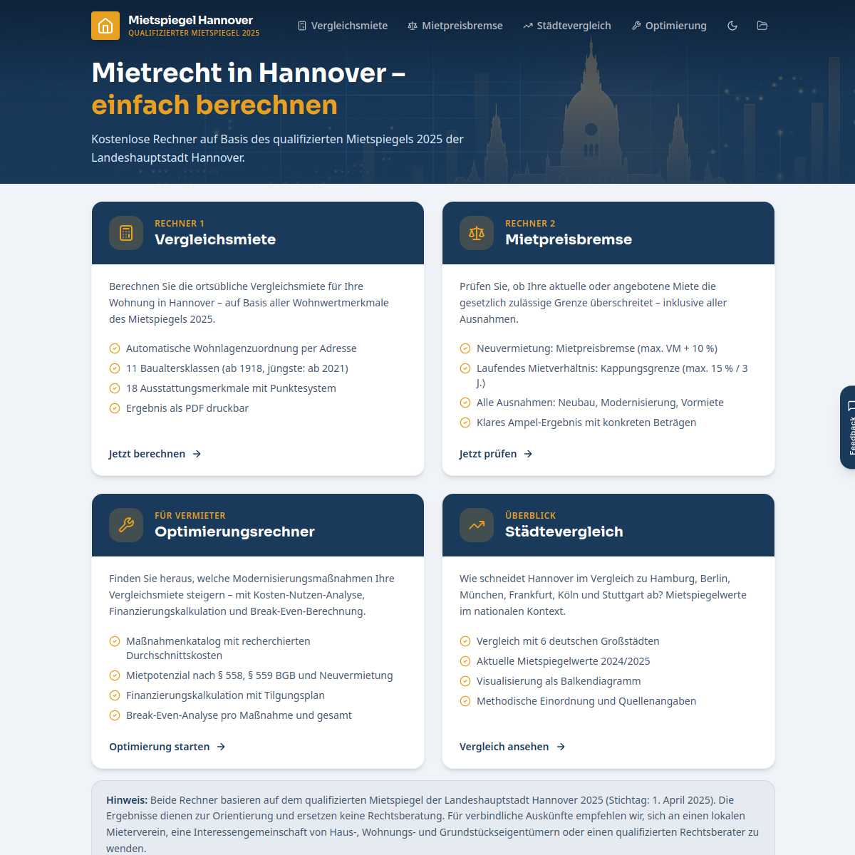 Screenshot Hannover-Miete